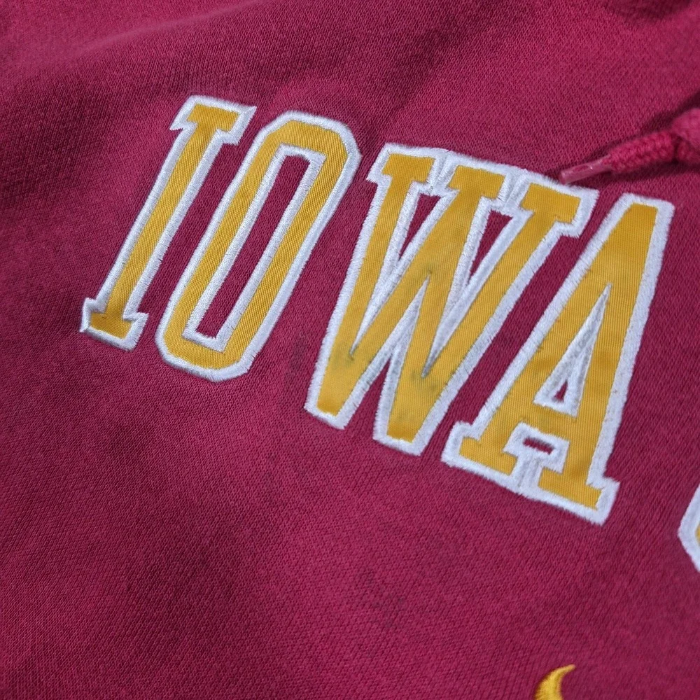 Vintage Nike Iowa State Cyclones Hoodie Mens Medium Red Y2K Center Swoosh Team